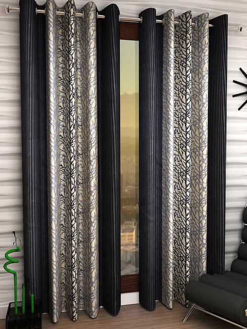 Set of 2 Long Door Semi-Transparent Eyelet Polyester Curtains - 15410937 - Standard Image - 1