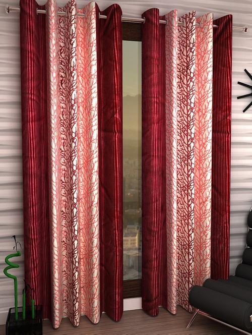 Set of 2 Long Door Semi-Transparent Eyelet Polyester Curtains - 15410940 - Standard Image - 1