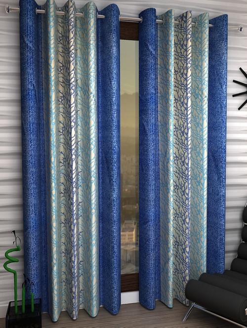 Set of 2 Long Door Semi-Transparent Eyelet Polyester Curtains - 15410943 - Standard Image - 1