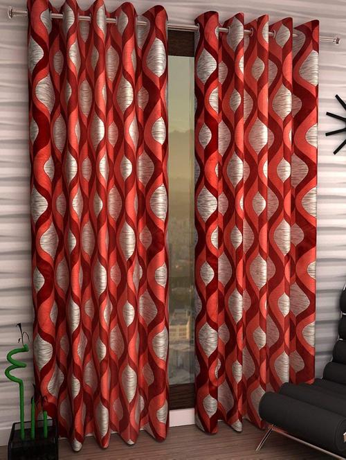 Set of 2 Long Door Semi-Transparent Eyelet Polyester Curtains - 15410958 - Standard Image - 1