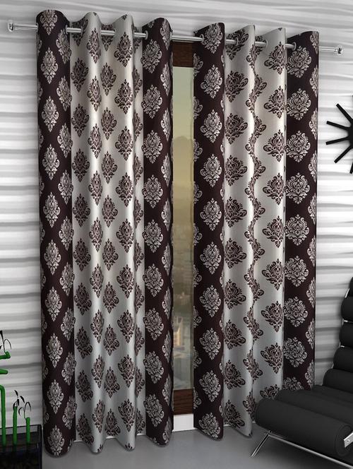 Set of 2 Long Door Semi-Transparent Eyelet Polyester Curtains - 15410961 - Standard Image - 1