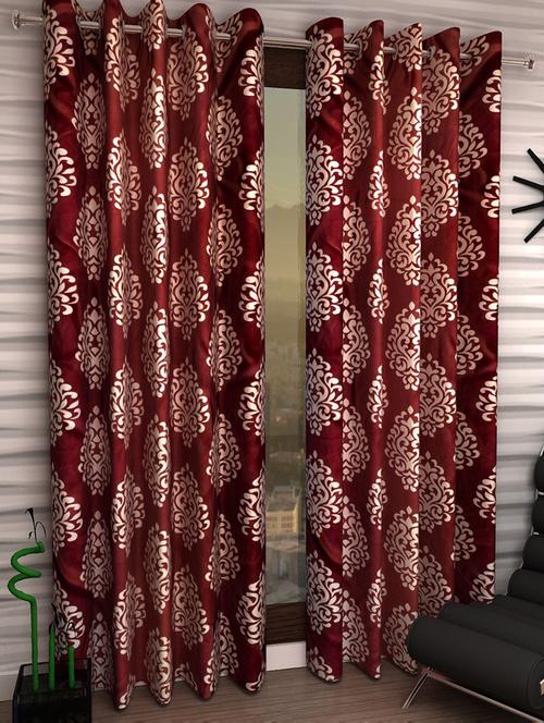 Set of 2 Long Door Semi-Transparent Eyelet Polyester Curtains - 15410970 - Standard Image - 1