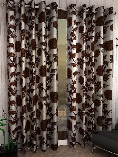 Set of 2 Long Door Semi-Transparent Eyelet Polyester Curtains - 15410973 - Standard Image - 1