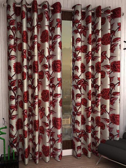 Set of 2 Long Door Semi-Transparent Eyelet Polyester Curtains - 15410976 - Standard Image - 1