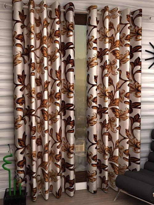 Set of 2 Long Door Semi-Transparent Eyelet Polyester Curtains - 15410979 - Standard Image - 1