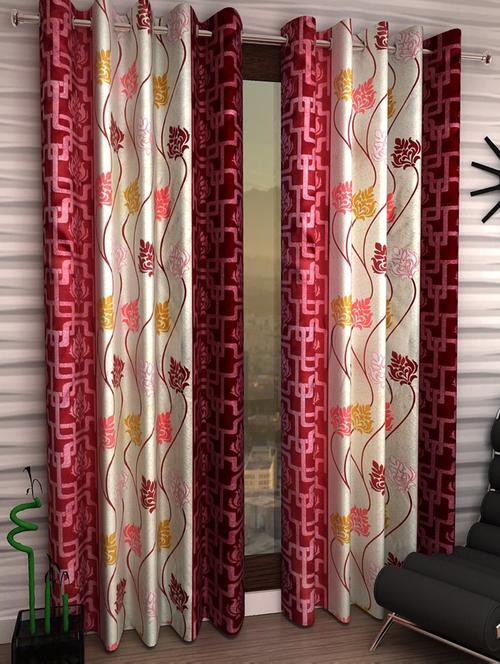 Set of 2 Window Semi-Transparent Eyelet Polyester Curtains - 15410986 - Standard Image - 1