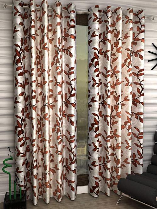 Set of 2 Long Door Semi-Transparent Eyelet Polyester Curtains - 15411000 - Standard Image - 1