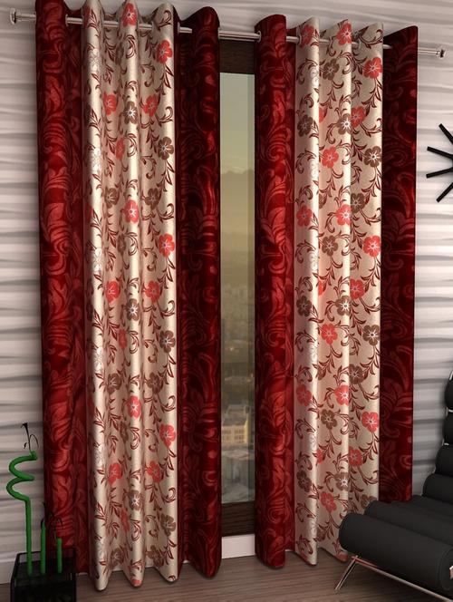 Set of 2 Long Door Semi-Transparent Eyelet Polyester Curtains - 15411009 - Standard Image - 1
