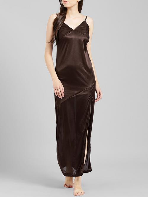 Sweetheart neck side slit nighty - 15411054 - Standard Image - 1