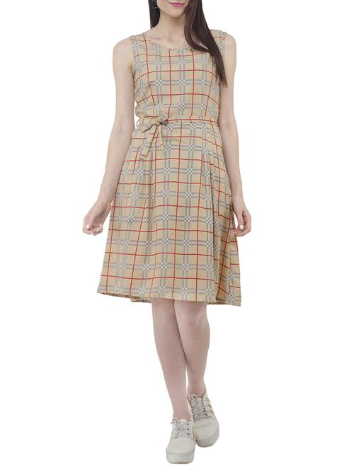 Plaid belted dress - 15411130 - Standard Image - 1