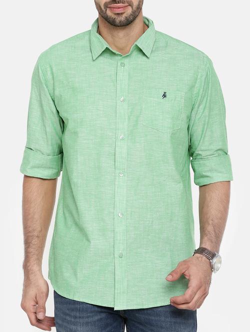 green cotton linen casual shirt - 15411200 - Standard Image - 1