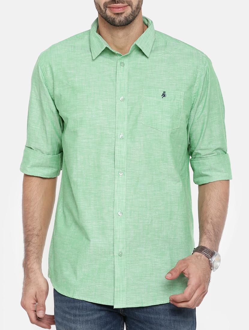 green cotton linen casual shirt - 15411200 - Zoom Image - 1