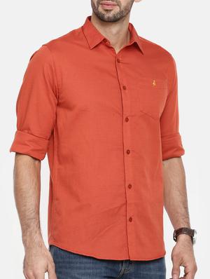 orange cotton casual shirt - 15411212 - Standard Image - 2