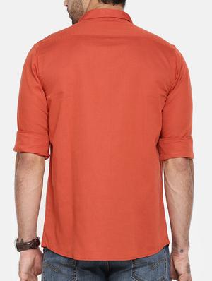 orange cotton casual shirt - 15411212 - Standard Image - 3