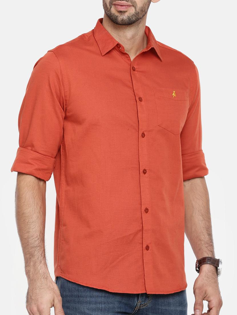 orange cotton casual shirt - 15411212 - Zoom Image - 2