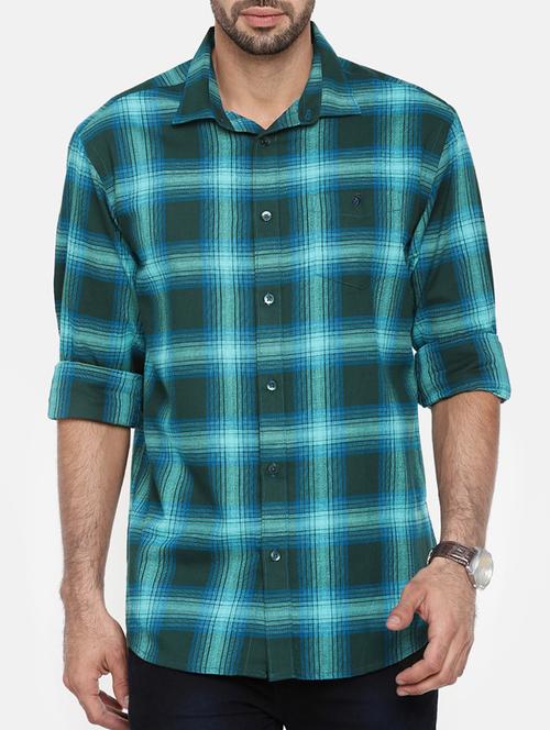 green cotton casual shirt - 15411218 - Standard Image - 1