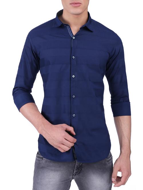 navy blue cotton casual shirt - 15411391 - Standard Image - 1