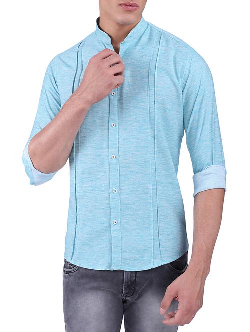blue cotton casual shirt - 15411394 - Standard Image - 1