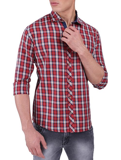 red cotton casual shirt - 15411403 - Standard Image - 1