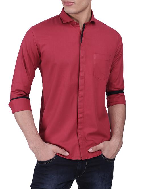 red cotton casual shirt - 15411404 - Standard Image - 1