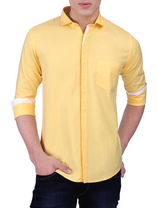 yellow cotton casual shirt - 15411406 - Standard Image - 1