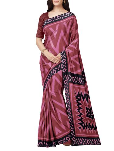 geometrical digitally printed saree with blouse - 15411434 - Very Small Image - 1