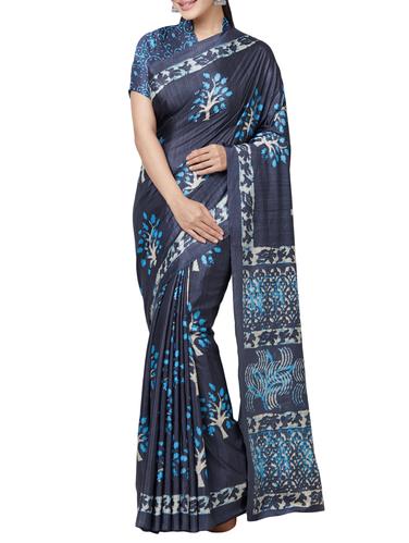 batik printed tussar saree with blouse - 15411436 - Very Small Image - 1