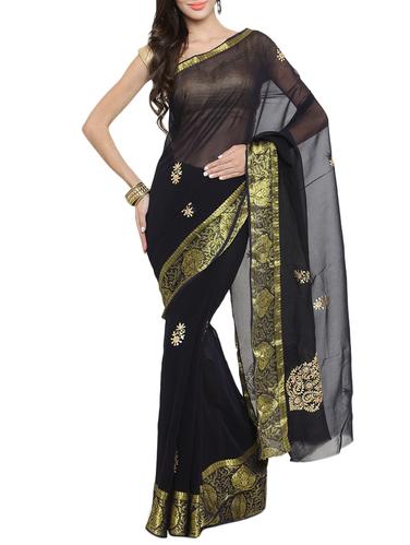 zari border gota patti saree with blouse - 15411613 - Very Small Image - 1