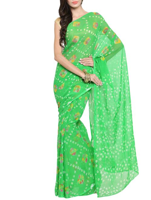 contrast bandhani georgette saree with blouse - 15411620 - Standard Image - 1