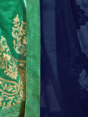 zari embroidered half and half saree with blouse - 15411758 - Standard Image - 2