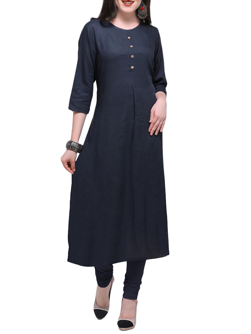 Black Staright kurta - 15411811 - Zoom Image - 1