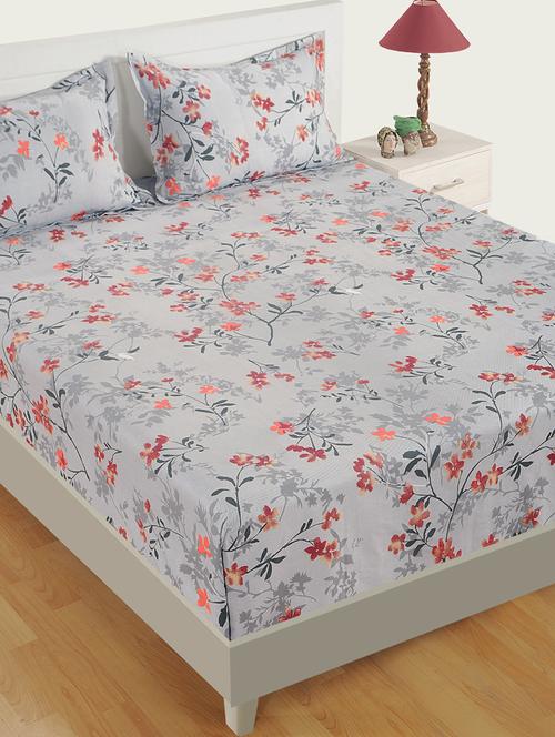 180 TC Floral Print Cotton Single Bed Sheet with 1 Pillow Cover - 15411867 - Standard Image - 1