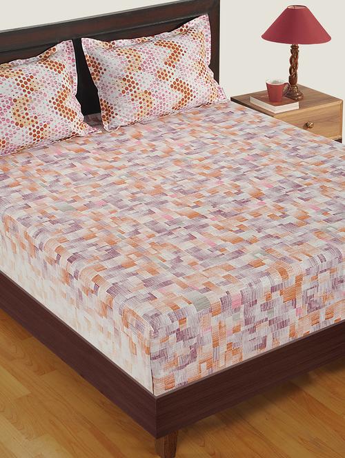 180 TC Geometrical Print Cotton Single Bed Sheet with 1 Pillow Cover - 15411870 - Standard Image - 1