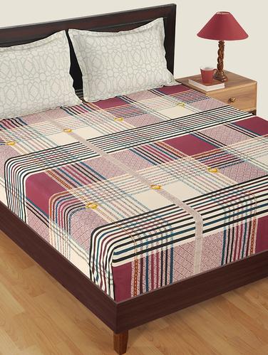 180 TC Geometrical Print Cotton Single Bed Sheet with 1 Pillow Cover - 15411877 - Very Small Image - 1