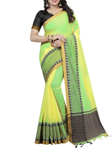 contrast temple border bhagalpuri saree with blouse - 15412028 - Very Small Image - 1
