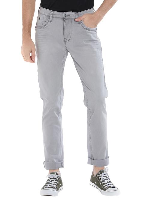 grey cotton plain jeans - 15412042 - Standard Image - 1