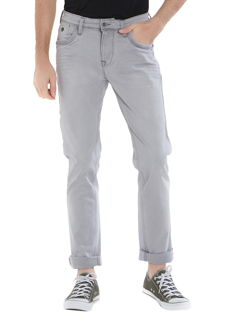 grey cotton plain jeans - 15412042 - Zoom Image - 1