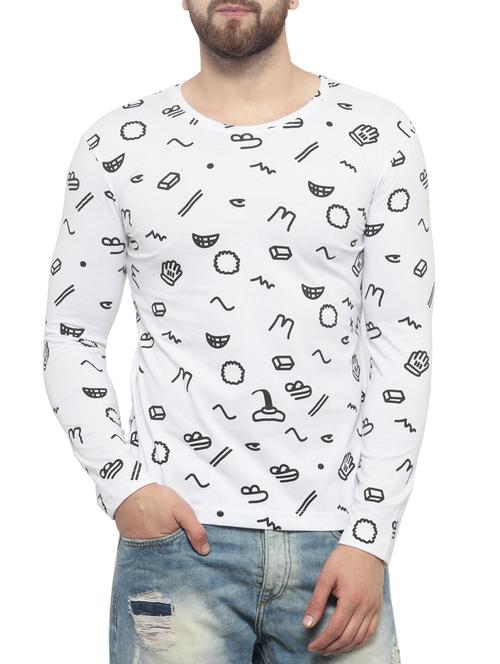 white cotton all over print t-shirt - 15412155 - Standard Image - 1