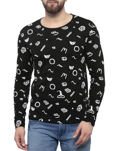 black cotton all over print t-shirt - 15412156 - Very Small Image - 1