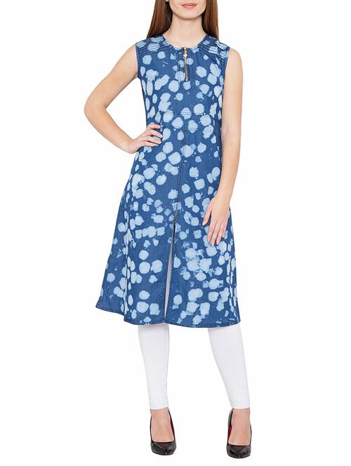 denim a-line kurta - 15412237 - Standard Image - 1