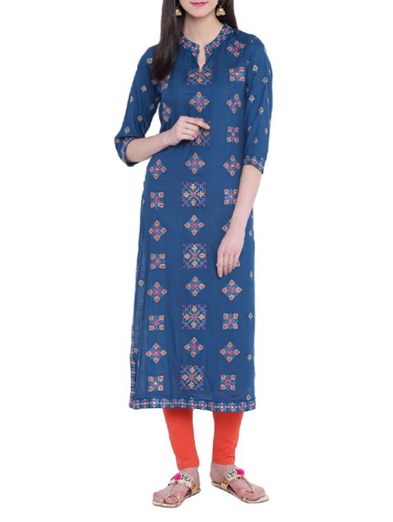 Embroidered Straight Kurta - 15412241 - Zoom Image - 1
