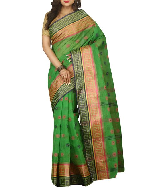 geometrical jacquard motif tant saree with blouse - 15412266 - Very Small Image - 1