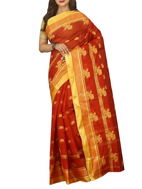 floral zari motif tant saree with blouse - 15412270 - Very Small Image - 1