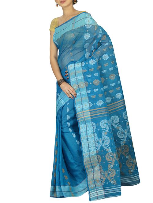 floral motif baluchari saree with blouse - 15412301 - Standard Image - 1