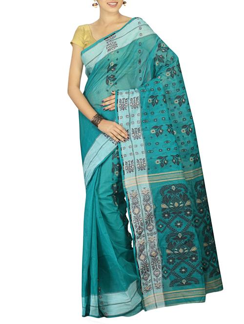 floral jacquard motif baluchari saree with blouse - 15412304 - Very Small Image - 1