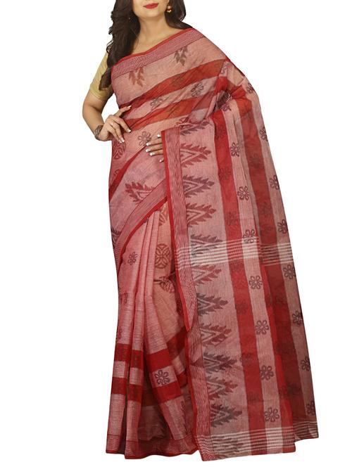 floral jacquard weave tant saree with blouse - 15412317 - Very Small Image - 1