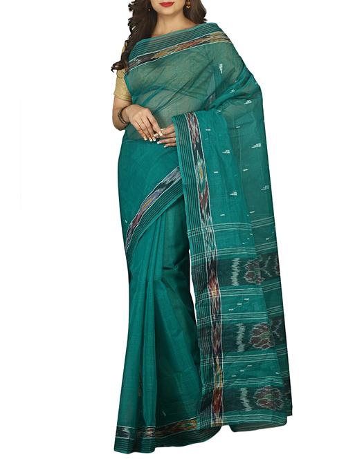 ikat border jacquard tant saree with blouse - 15412318 - Very Small Image - 1