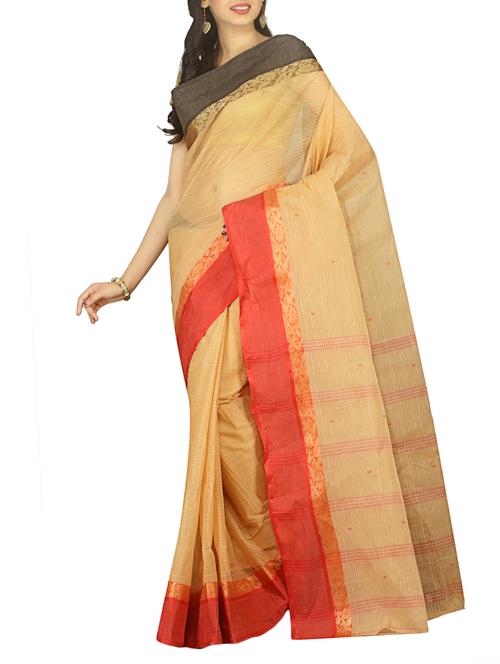 contrast border striped tant saree with blouse - 15412323 - Very Small Image - 1