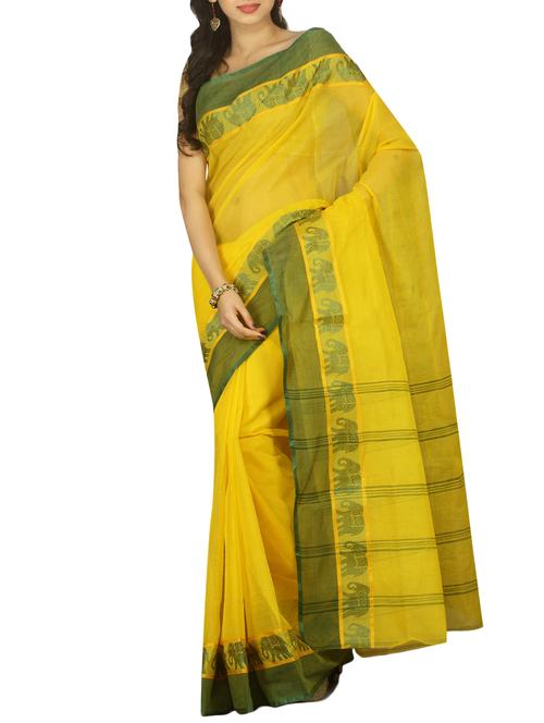 contrast jacquard border tant saree with blouse - 15412336 - Standard Image - 1