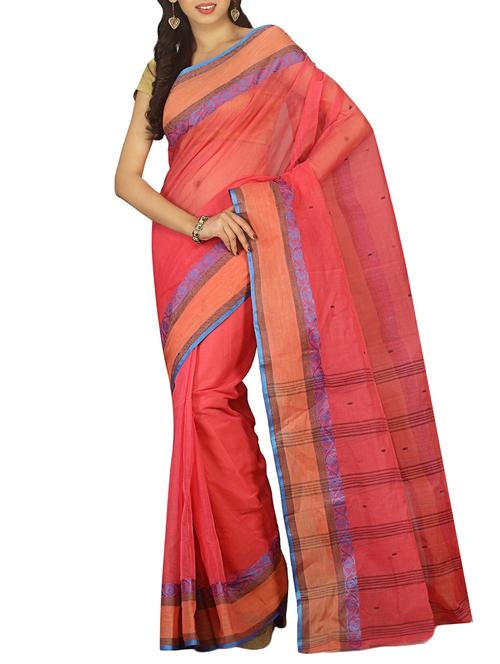 contrast jacquard border tant saree with blouse - 15412337 - Standard Image - 1